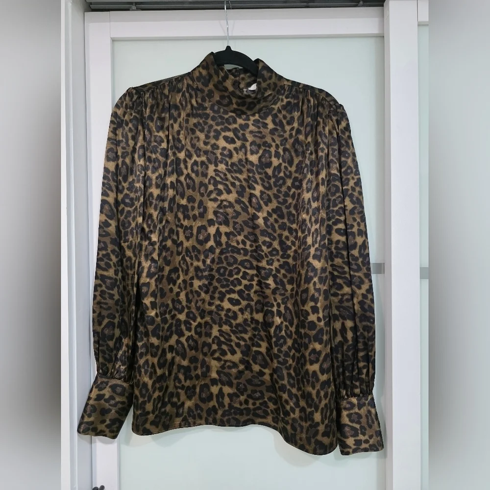 ZARA WOMAN ANIMAL PRINT SHIRT Top Blouse Leopard - Picture 2 of 16